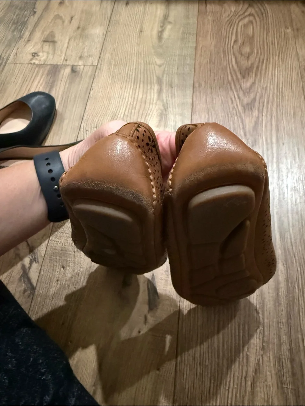 Michael Kors Tan Perforated Leather MK Logo Ballet Flats